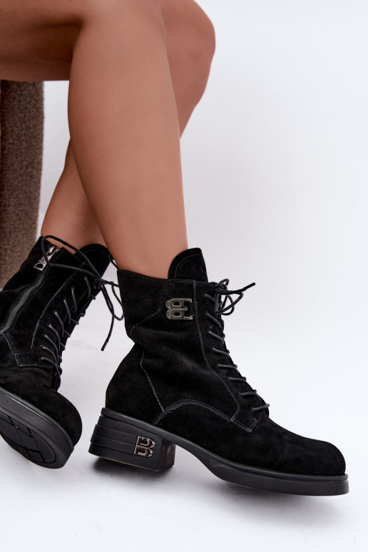 Wärmende Damenschuhe aus Kunstveloursleder in Schwarz Vinceza 67044
