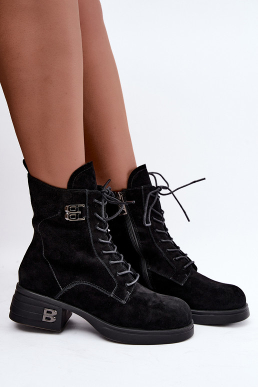 Chaussures chaudes pour femmes en suède synthétique en noir Vinceza 67044