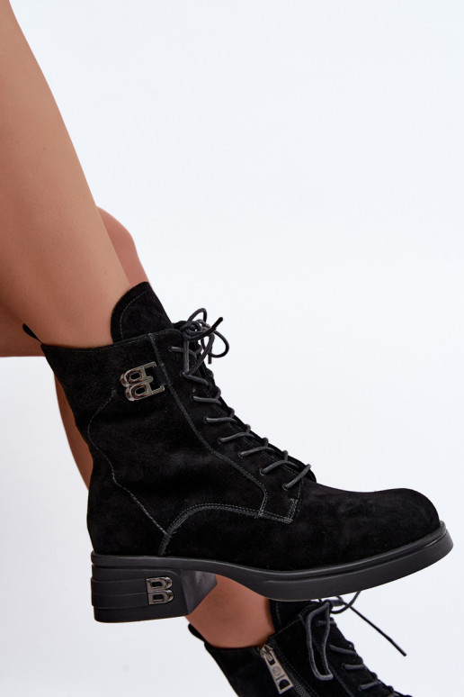 Wärmende Damenschuhe aus Kunstveloursleder in Schwarz Vinceza 67044