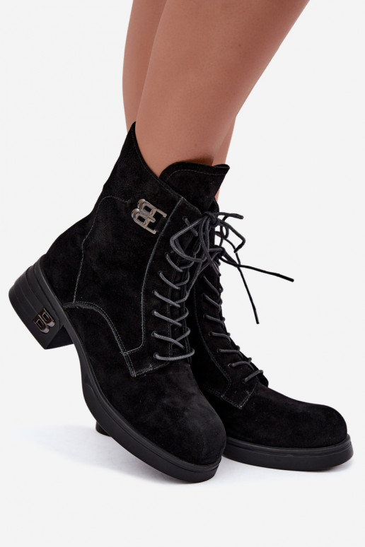 Wärmende Damenschuhe aus Kunstveloursleder in Schwarz Vinceza 67044