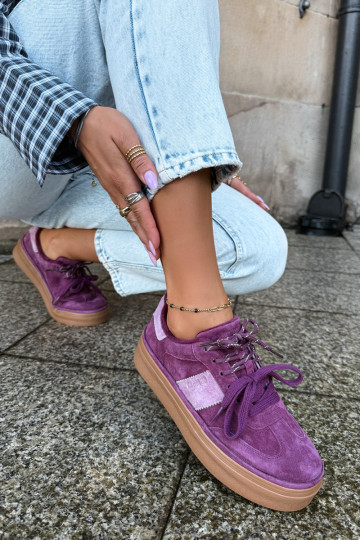 Paarse dames sneakers van faux suede met isolatie Big Star UU274772