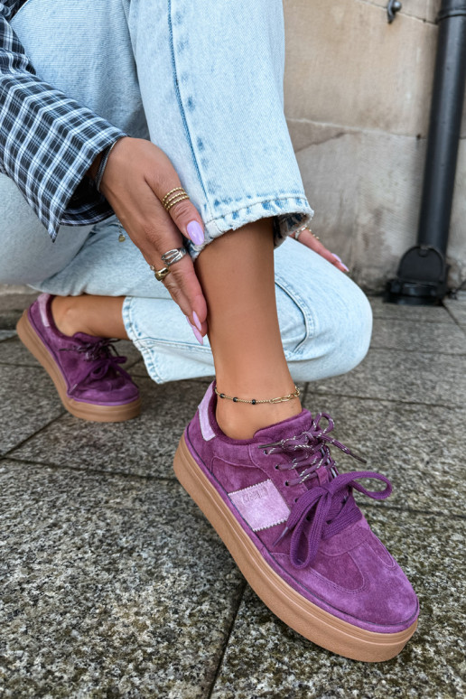 Paarse dames sneakers van faux suede met isolatie Big Star UU274772