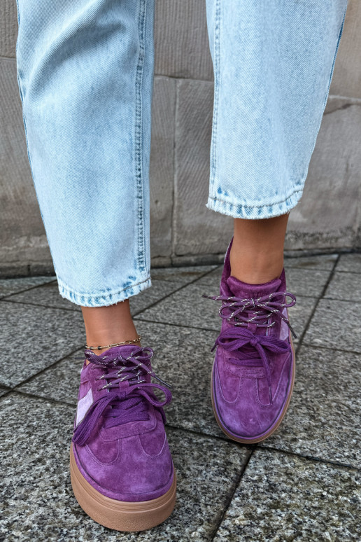 Paarse dames sneakers van faux suede met isolatie Big Star UU274772