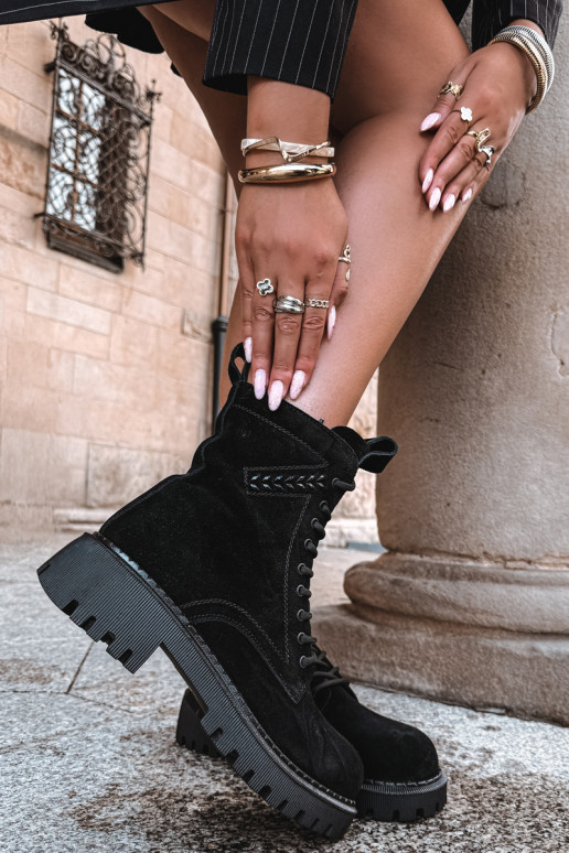 bottines de travail pour femmes en daim synthétique isolées D&A JC62-1035 en noir