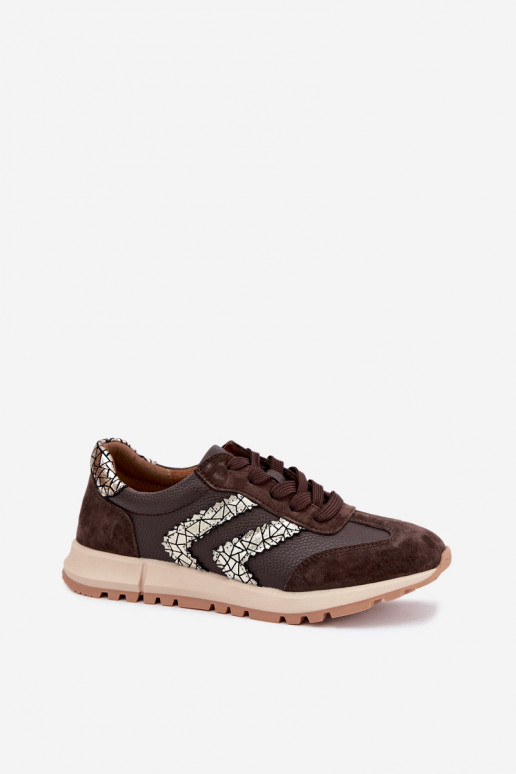 Damen-Sneaker aus Kunstveloursleder in Schokoladenfarbe D&A GR62-6015