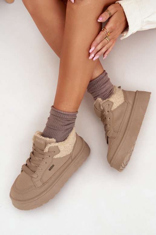 Dames sneeuwlaarzen met platform en bont Big Star SS274105 zandkleur