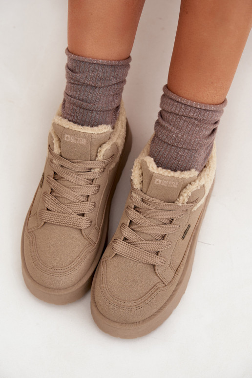 Dames sneeuwlaarzen met platform en bont Big Star SS274105 zandkleur