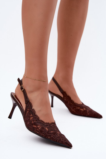 Sandales à lacets avec talons fins en chocolat Talmeria 2