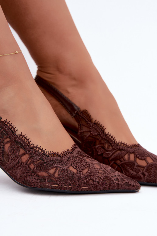 Sandales à lacets avec talons fins en chocolat Talmeria