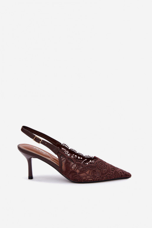 Schnürsandalen mit dünnen Absätzen in Schokolade Talmeria