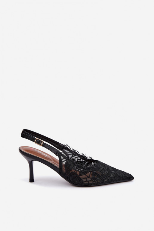 Lace-up sandalen met dunne hakken in zwart Talmeria