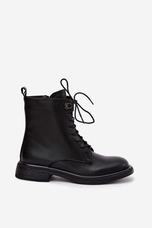 Bottines en cuir isolées Tai turiciejka K7751-01 en noir