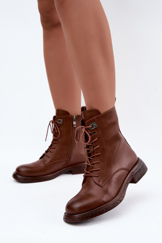 Bottines en cuir isolées Tai turiciejka K7751-29 en marron