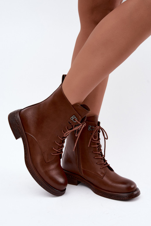 Bottines en cuir isolées Tai turiciejka K7751-29 en marron
