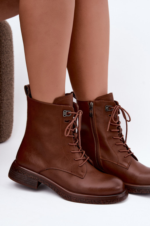 Bottines en cuir isolées Tai turiciejka K7751-29 en marron