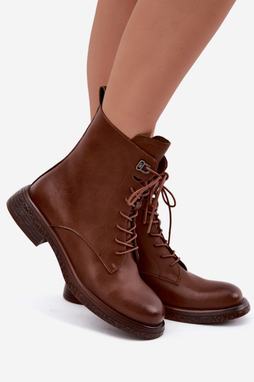 Bottines en cuir isolées Tai turiciejka K7751-29 en marron