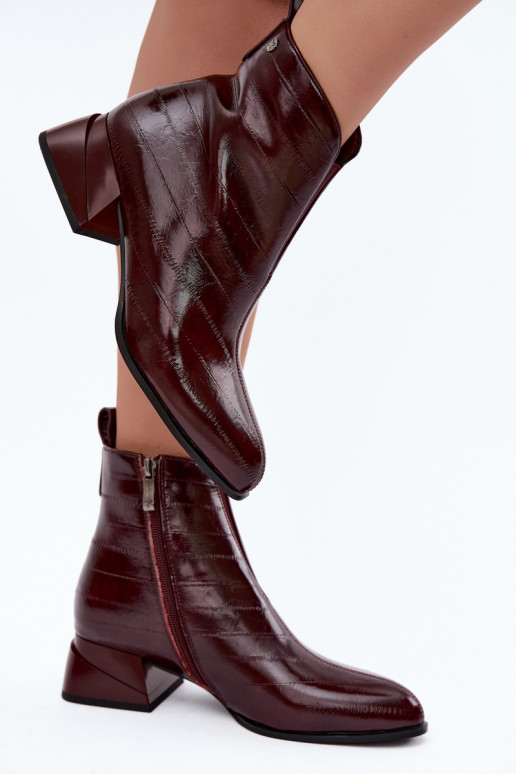 Bottines en cuir isolées Klocke Tai turiciejka K7675-23 en bordeaux