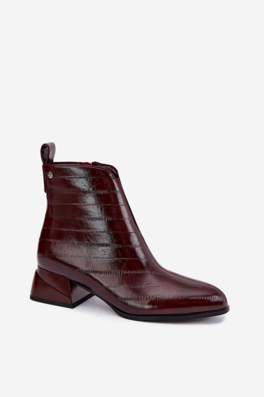 Bottines en cuir isolées Klocke Tai turiciejka K7675-23 en bordeaux