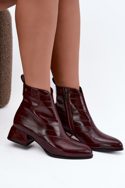 Bottines en cuir isolées Klocke Tai turiciejka K7675-23 en bordeaux