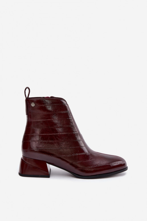 Bottines en cuir isolées Klocke Tai turiciejka K7675-23 en bordeaux