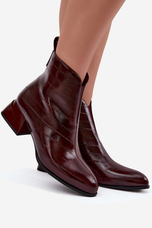 Bottines en cuir isolées Klocke Tai turiciejka K7675-23 en bordeaux