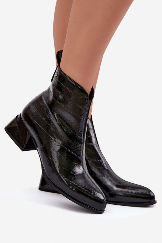 Wärmende Lederstiefeletten Klocke Tai turiciejka K7675-01 in Schwarz