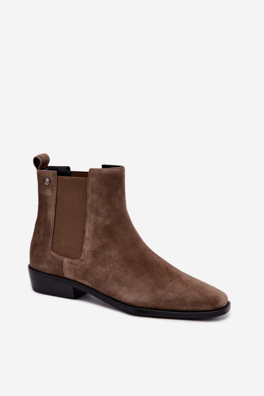 Wärmende stilvolle Kunstveloursleder-Stiefeletten Tai turiciejka K7758-04 in Sand