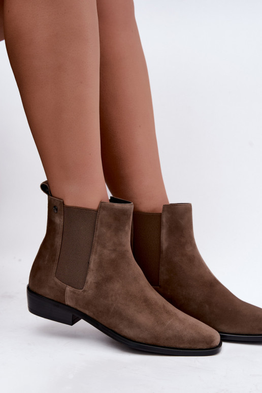 Wärmende stilvolle Kunstveloursleder-Stiefeletten Tai turiciejka K7758-04 in Sand