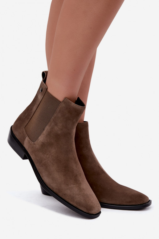 Wärmende stilvolle Kunstveloursleder-Stiefeletten Tai turiciejka K7758-04 in Sand