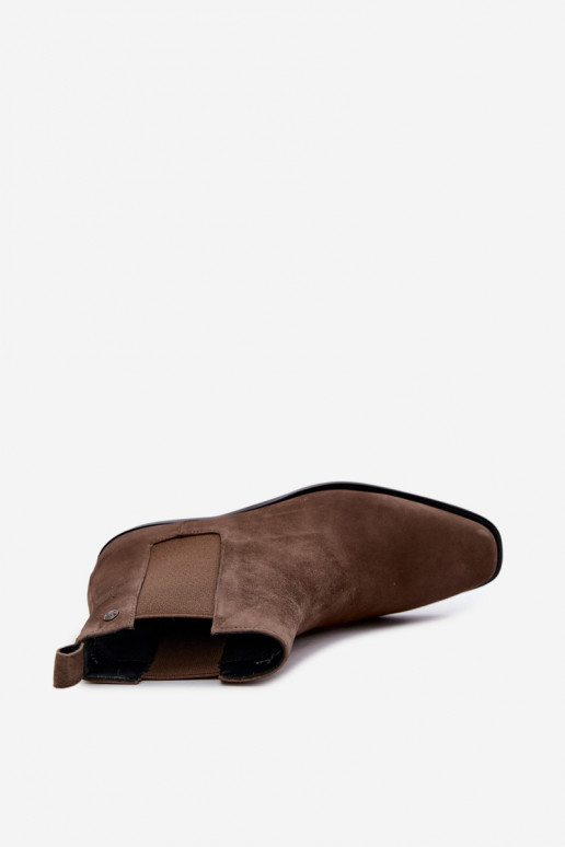 Bottines isolées et élégantes en faux daim Tai turiciejka K7758-04 en sable
