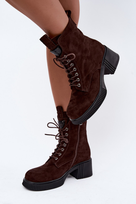 Geïsoleerde suède enkellaarsjes Klocke Tai turiciejka K7675-29 in chocolade