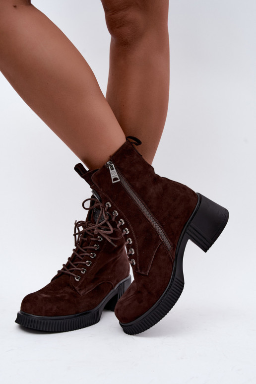 Geïsoleerde suède enkellaarsjes Klocke Tai turiciejka K7675-29 in chocolade