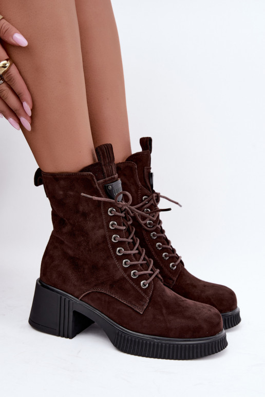 Geïsoleerde suède enkellaarsjes Klocke Tai turiciejka K7675-29 in chocolade