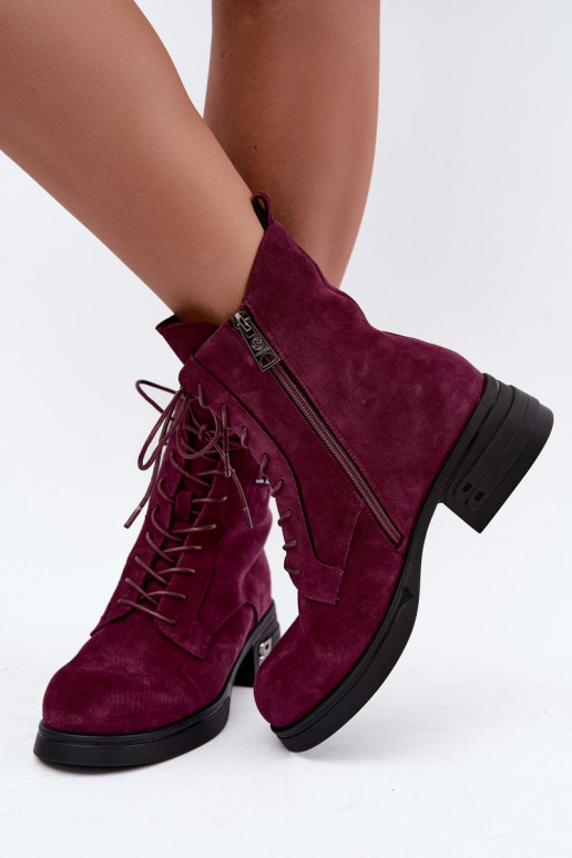 Warmes Damenstiefel aus Kunstveloursleder Vinceza 67044 bordeaux