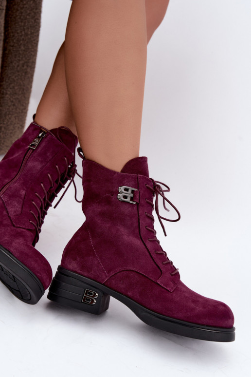 Faux suede gevoerde dameslaarzen Vinceza 67044 bordeaux