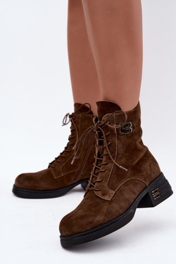 Faux suede gevoerde dameslaarzen Vinceza 67044 bruin 2