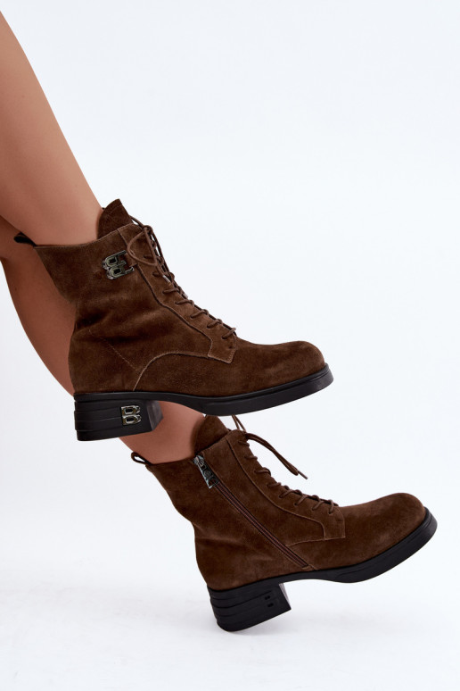 Faux suede gevoerde dameslaarzen Vinceza 67044 bruin