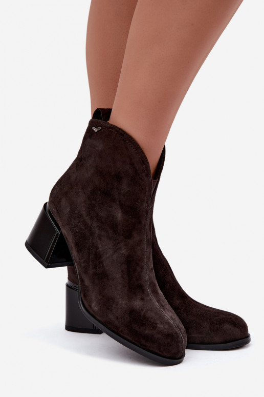 Bottes en suédine à talons Vinceza 91178 chocolat