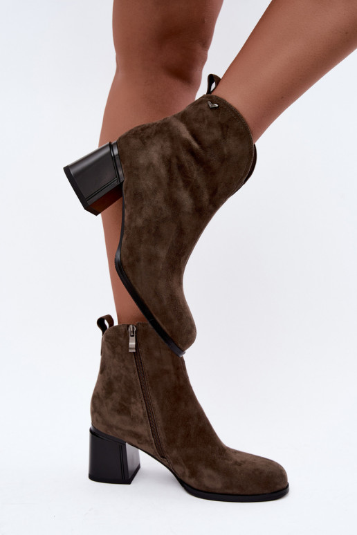 Faux suede laarzen met hakken Vinceza 91178 khaki