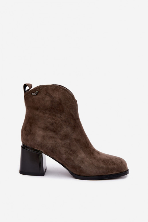 Bottes en suédine à talons Vinceza 91178 kaki