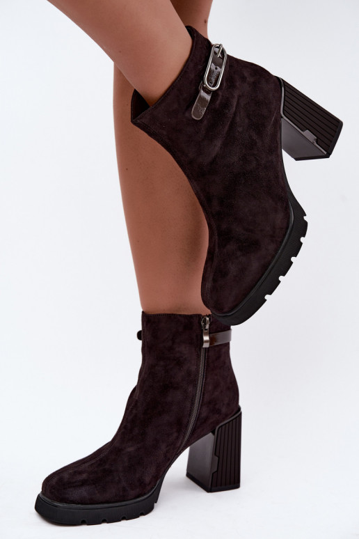 Bottines isolées en suédine avec talons Vinceza 91172 chocolat