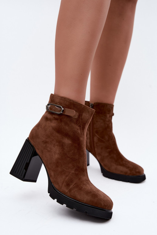 Bottines isolées en suédine avec talons Vinceza 91172 marron