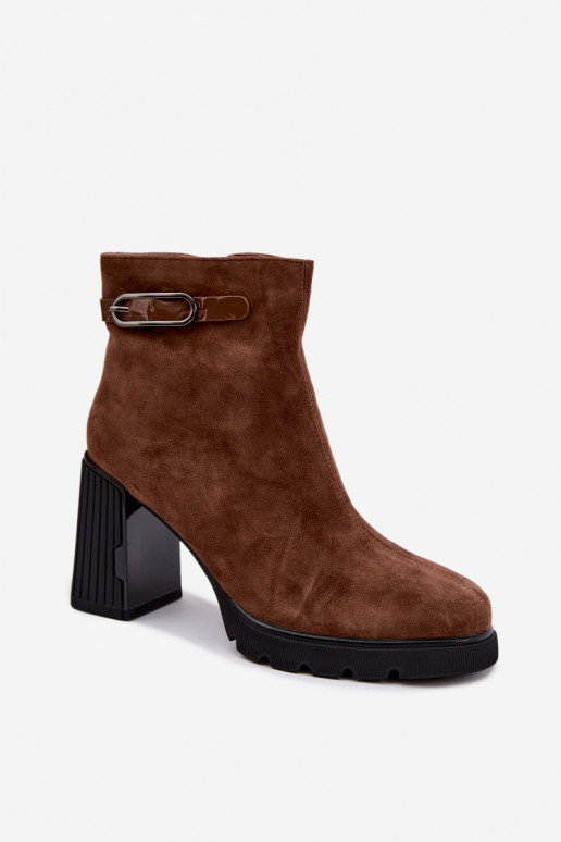Bottines isolées en suédine avec talons Vinceza 91172 marron