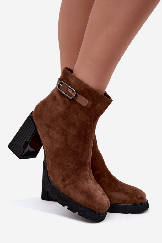 Bottines isolées en suédine avec talons Vinceza 91172 marron