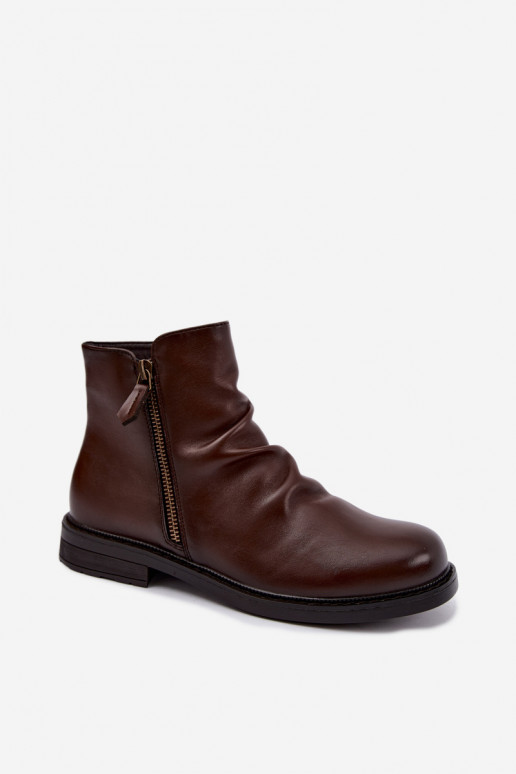Bottines isolées avec volants et talons larges Vinceza 58683 marron