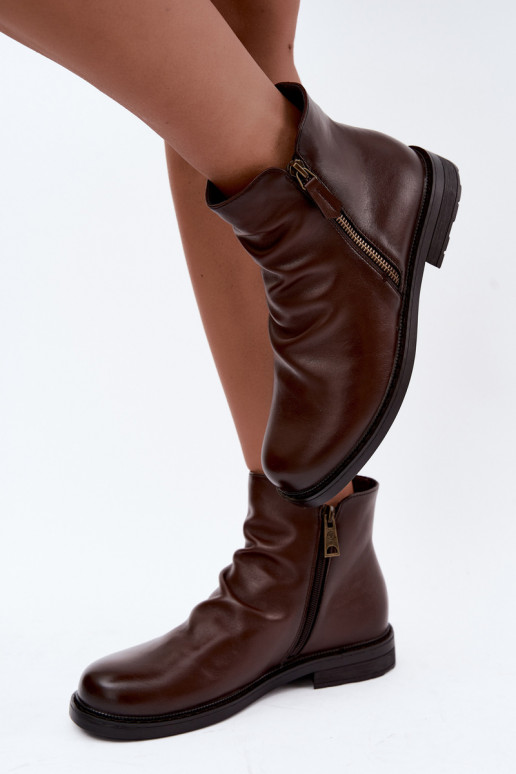 Bottines isolées avec volants et talons larges Vinceza 58683 marron