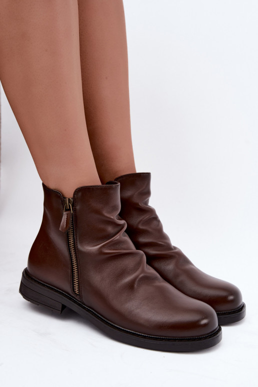 Bottines isolées avec volants et talons larges Vinceza 58683 marron