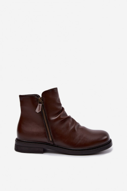 Bottines isolées avec volants et talons larges Vinceza 58683 marron