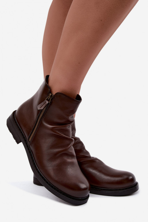 Warmes Knöchelboot mit Rüschen und breitem Absatz Vinceza 58683 braun