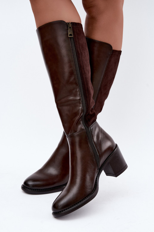 Bottes longues isolées avec talons Vinceza 58652 chocolat
